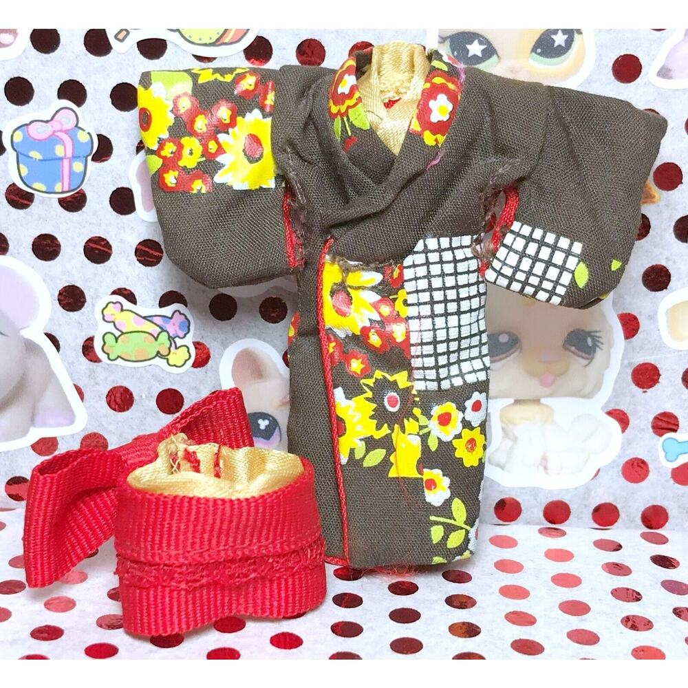 Petite Blythe Spring Chocolat Original Stock Outfit Kimono Purse for 4" Doll - Picture 4 of 5